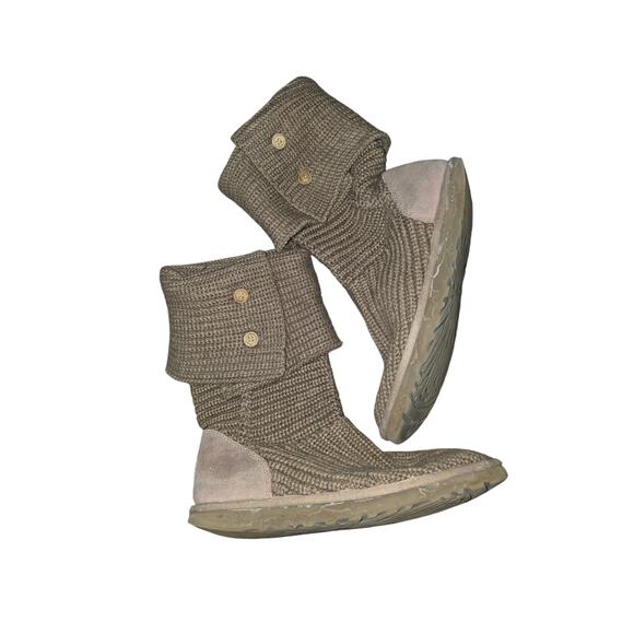 UGG brown knit fold over mid calf boots sz 9 - Picture 2 of 6